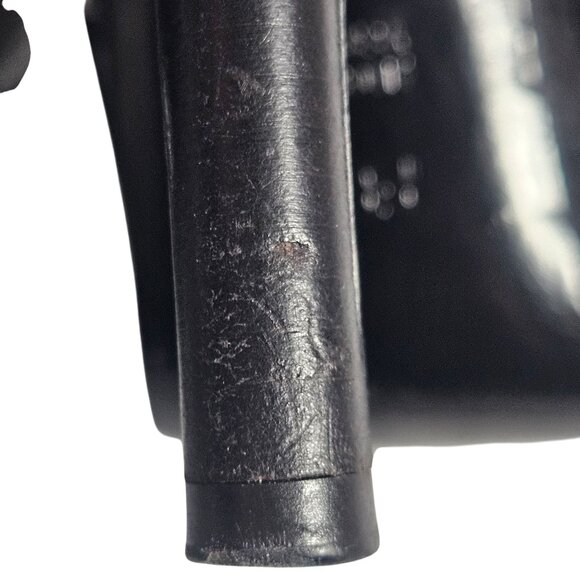 Fendi Women Peep Toe Slingback Heels Black 38.5 Patent Suede Power Glam Flawed - Picture 11 of 15